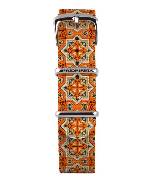 Cinturino maiolica arancione in nylon 18mm , collezione mediterranean .