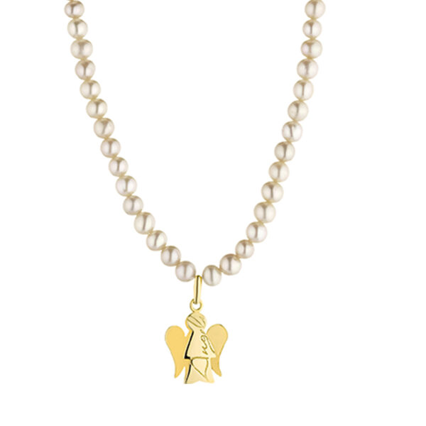 Collana di Perle e un angelo charm