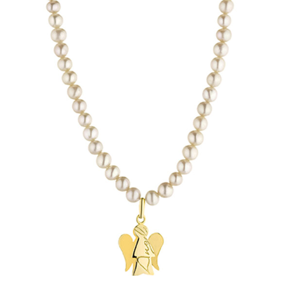 Collana di Perle e un angelo charm