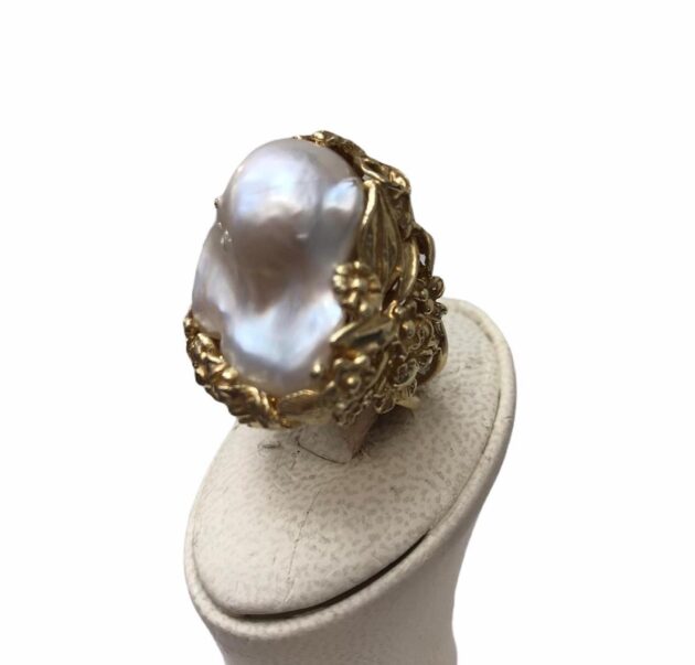 Anello Perla Naturale Barocca
