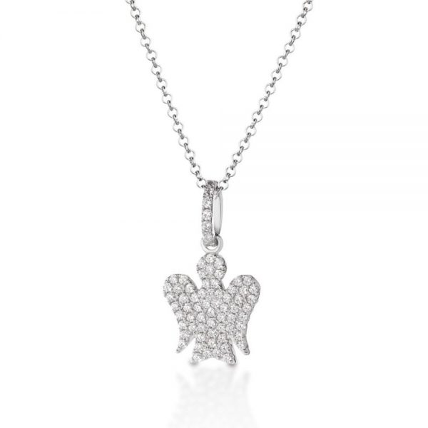 Collana con Angelo in Argento e Zirconi