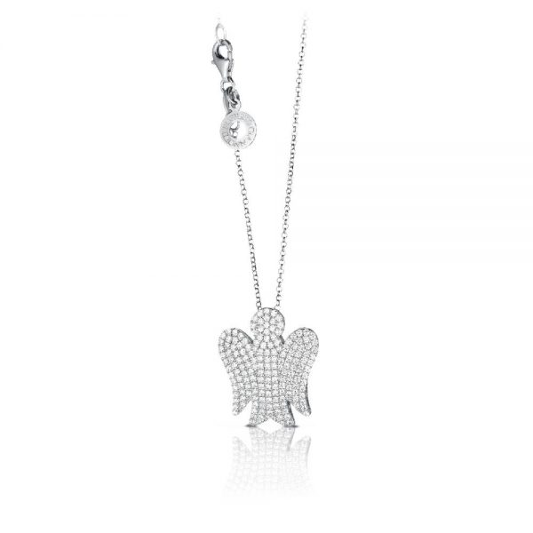 Collana con Angelo in Argento e Zirconi