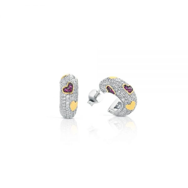 Orecchini in Argento con Cuori e Zirconi