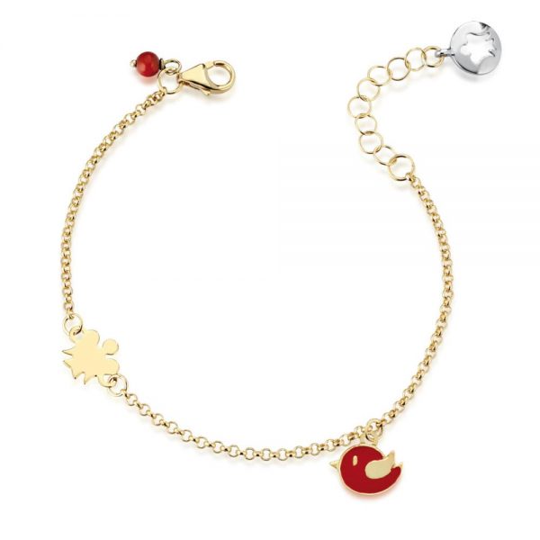Bracciale Bimba/o in oro con Angelo e Uccellino