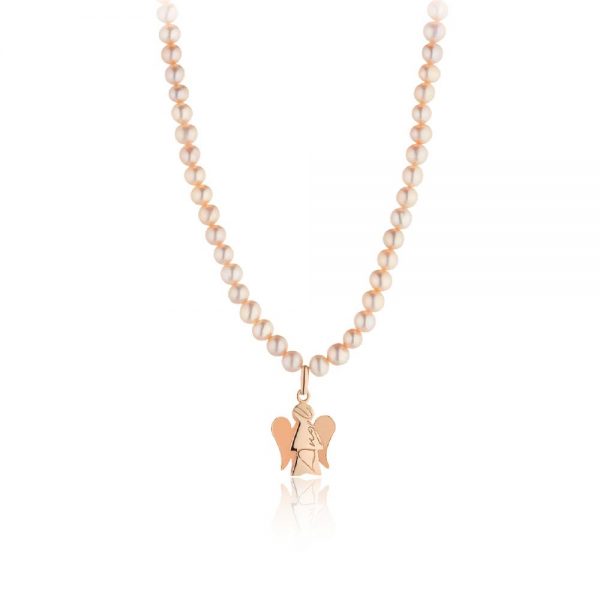 Collana di Perle con Angelo in Oro