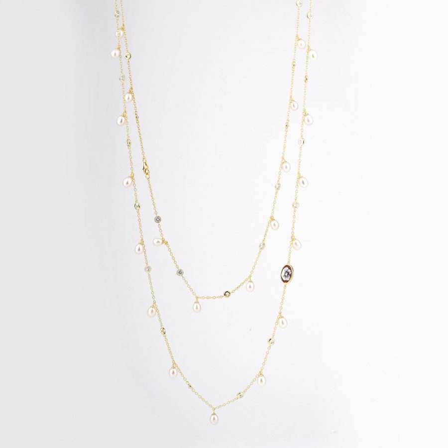 Collana Perle Argento Dorato