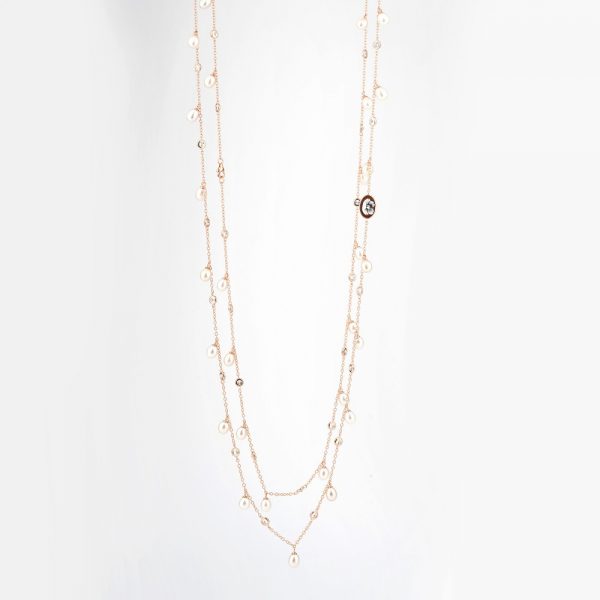 Collana Lunga Perle (Argento Rosato)