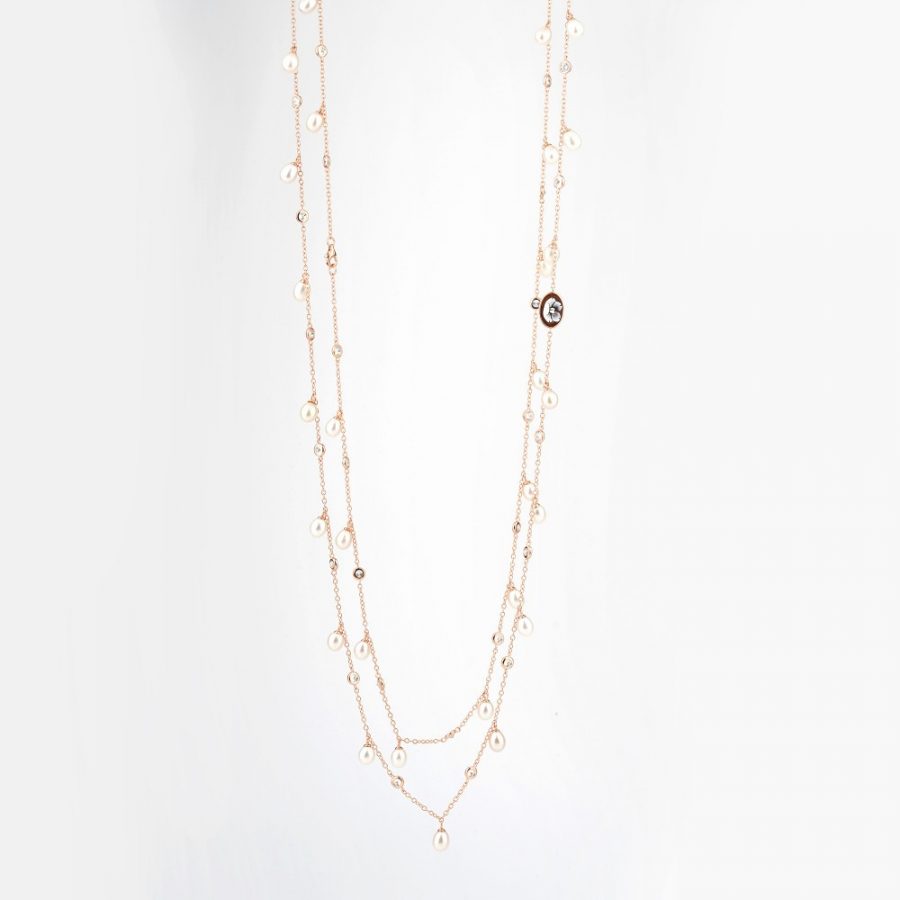 Collana Perle Argento Rosato