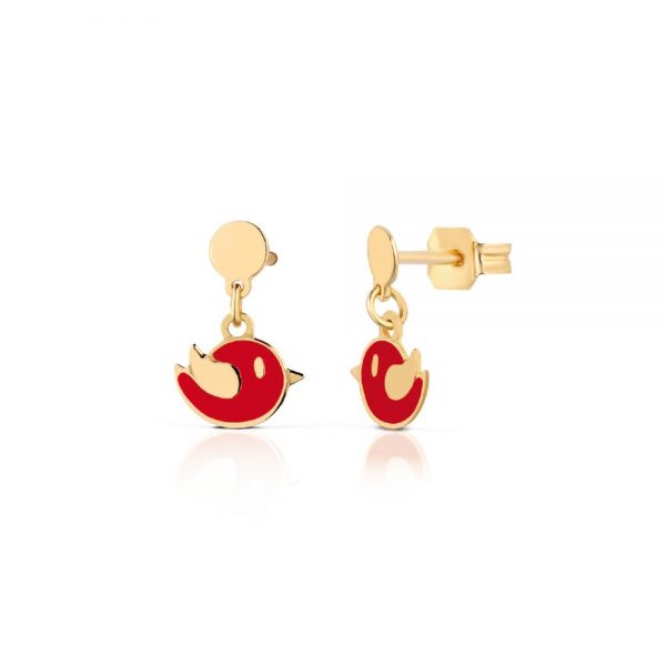 Orecchini Bimba in Oro con Uccellini