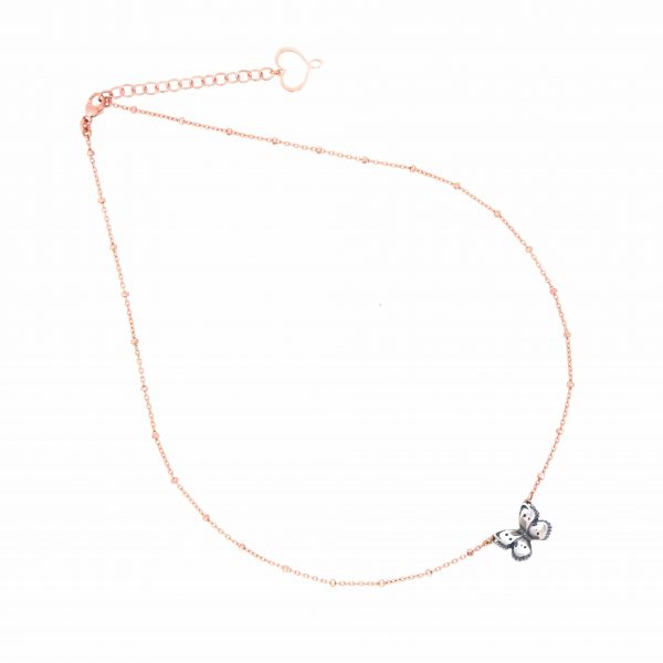 Girocollo con Farfalla grande in argento brunito