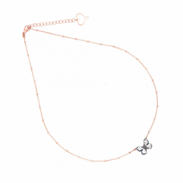 Girocollo con Farfalla grande in argento brunito