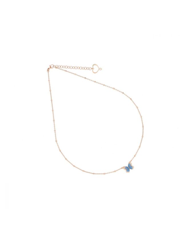 Collana girocollo con farfalla azzurra