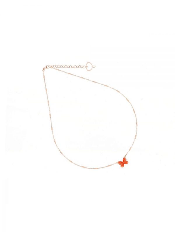 Collana girocollo con farfalla arancione