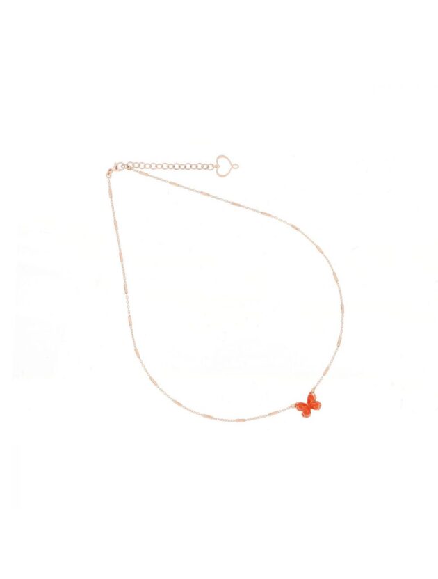Collana girocollo con farfalla arancione