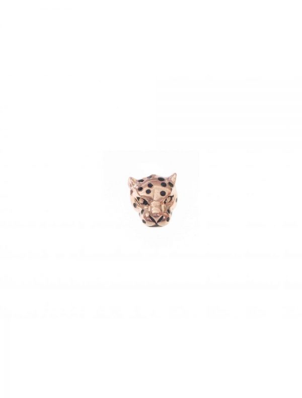 Orecchino Singolo a lobo con Leopardo Oro Rosa