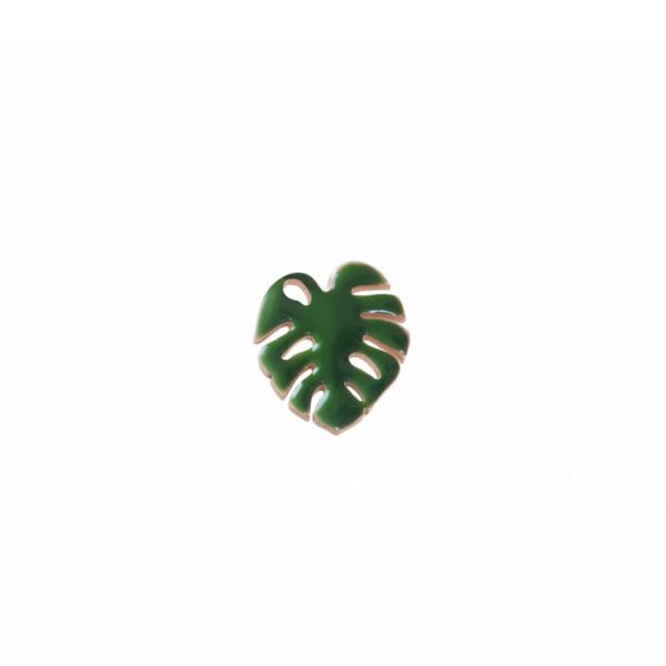 Orecchino Singolo con Foglia Monstera Verde