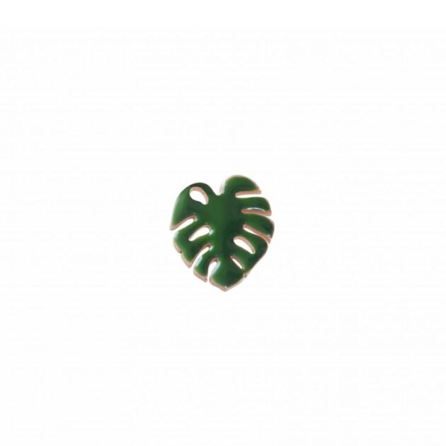Orecchino Singolo con Foglia Monstera Verde
