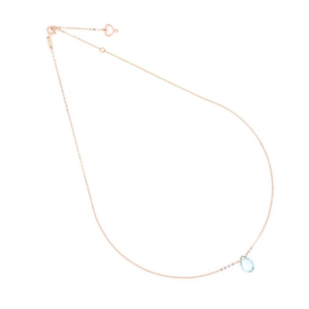 Girocollo Oro 18kt con Goccia di Topazio Azzurro
