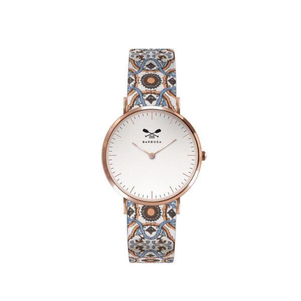 Orologio Bianco dm. 36,5 - Jacquard Maiolica Beige