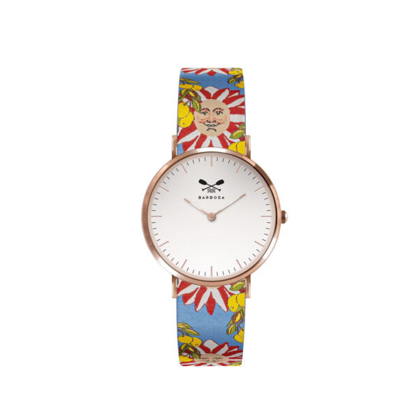 Orologio Bianco Indici dm. 36,5 - Jacquard Sole e Limoni