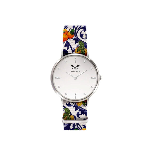 Orologio Bianco con Zirconi dm. 36,5 - Limoni e Arance