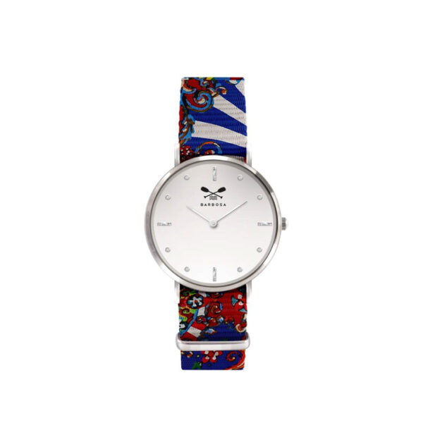 Orologio Bianco Zirconi dm. 36,5 - Tessuto Sicilia