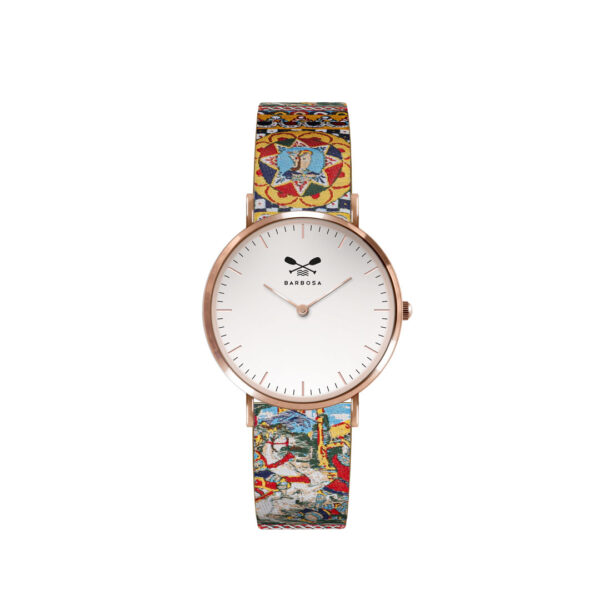 Orologio Bianco dm. 36,5 - Carretto Siciliano
