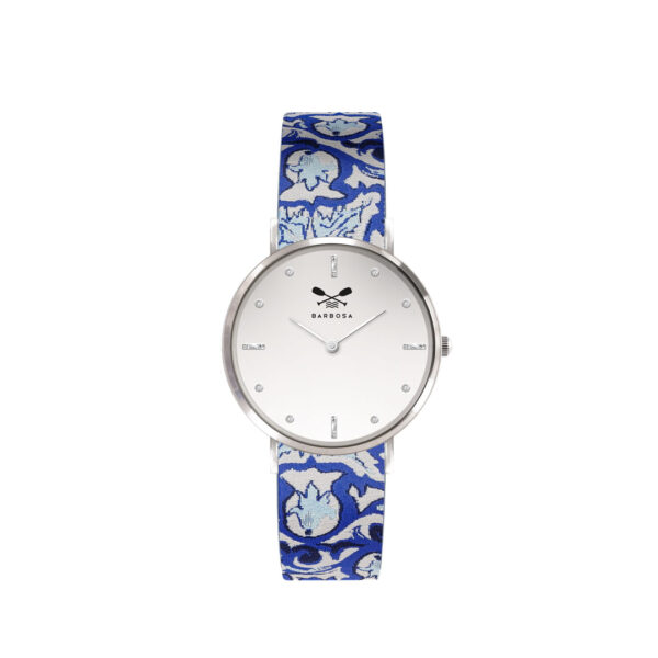 Orologio Jacquard dm. 36,5 - Maiolica Blu
