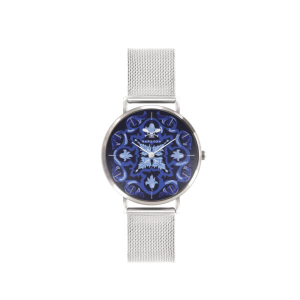 Orologio Maiolica Blu dm. 36,5 - Cinturino Acciaio