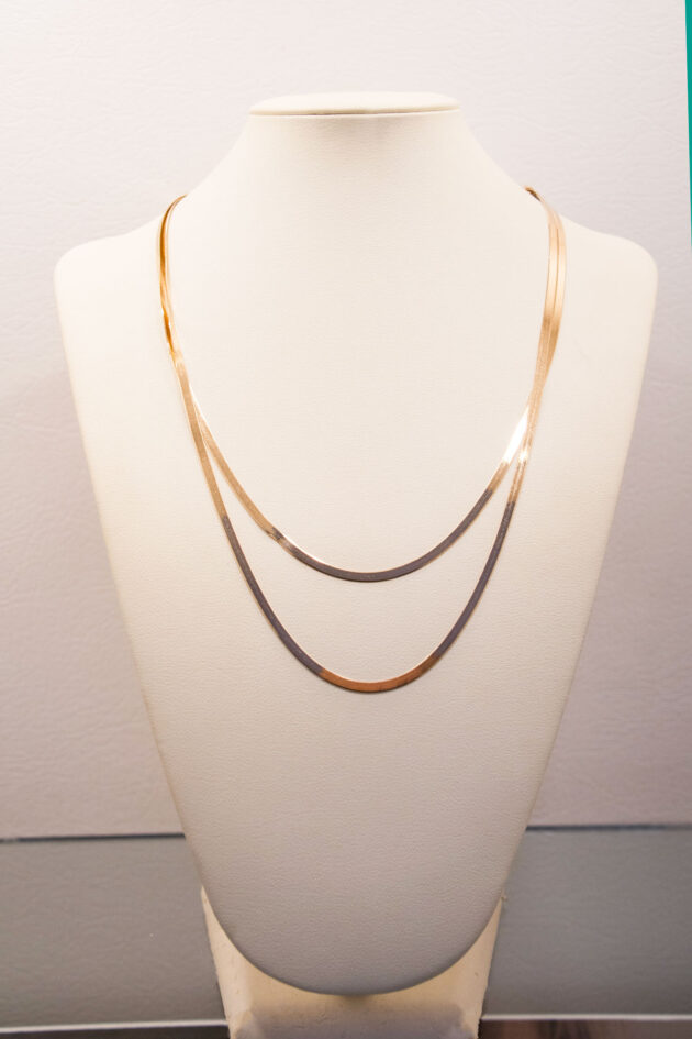 Collana Modello Piattina doppia in Argento Dorato