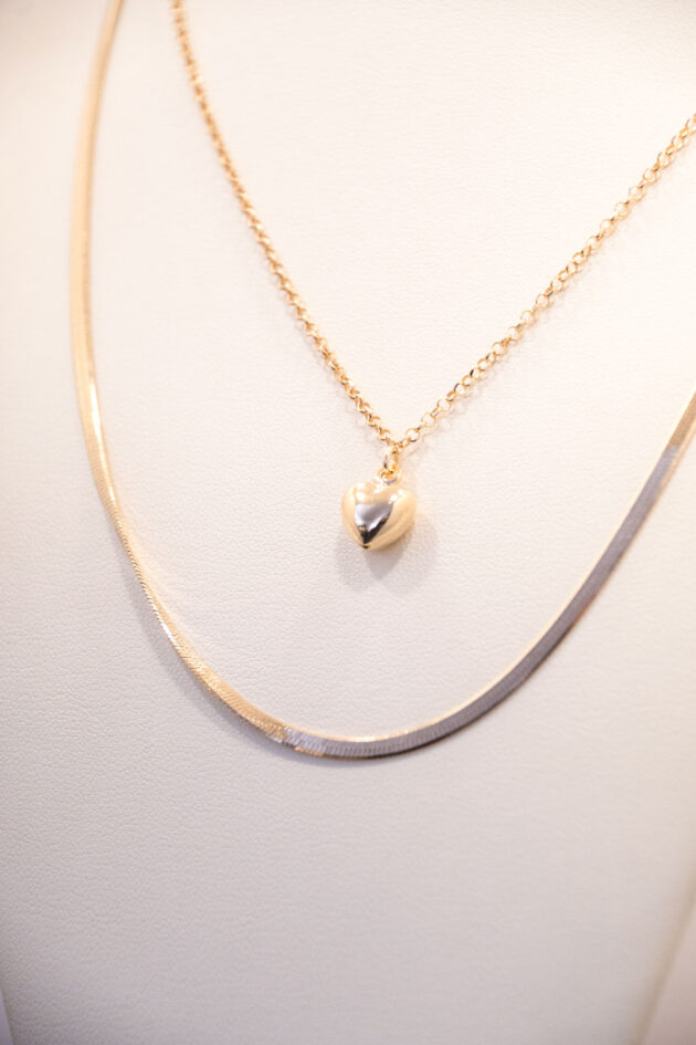 Collana piattina In Argento Dorato con Ciondolo Cuore - immagine 2